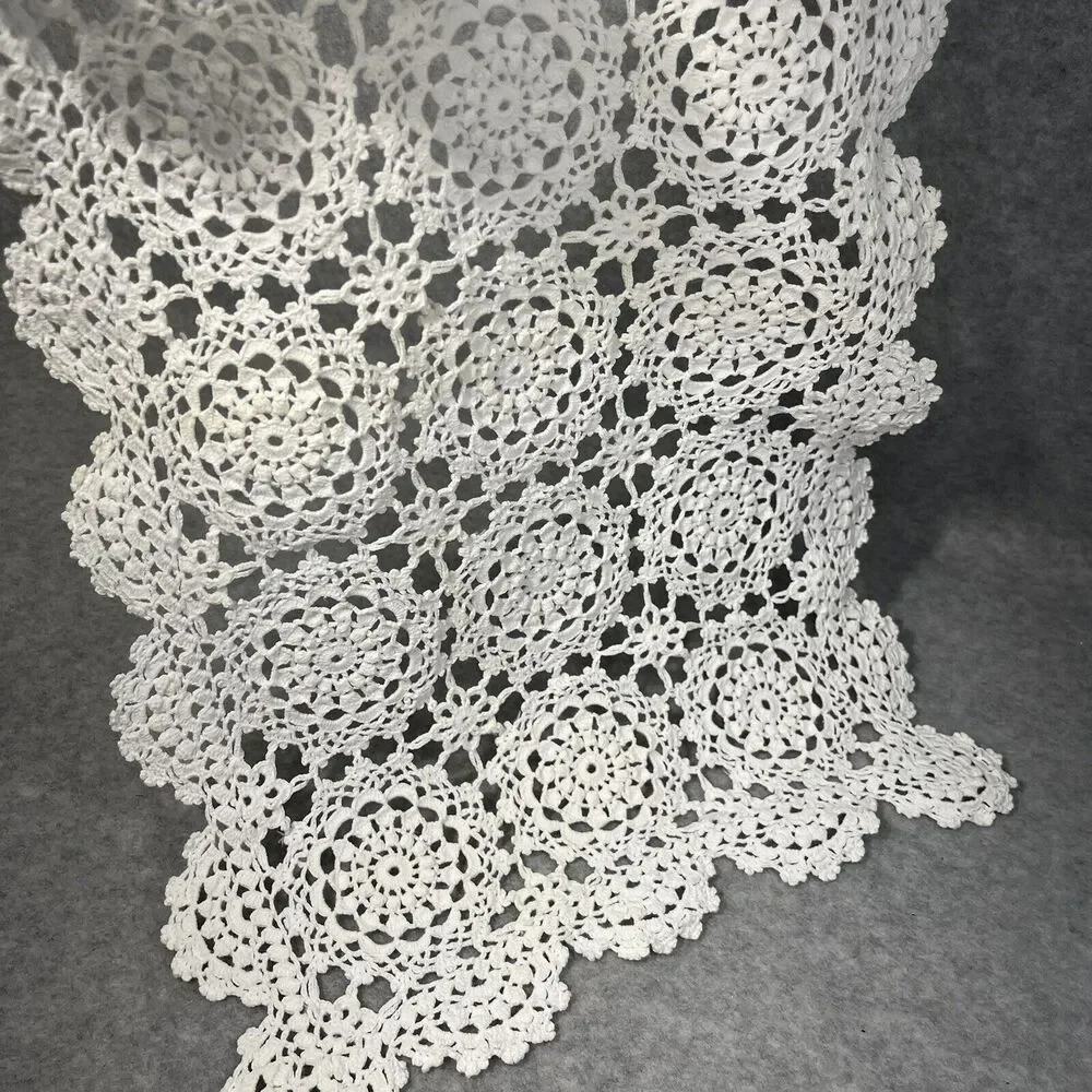 Vintage Beige Ecru Crochet Kitchen Table Placemat Set 4 Scalloped Edge‎ 11 X 18